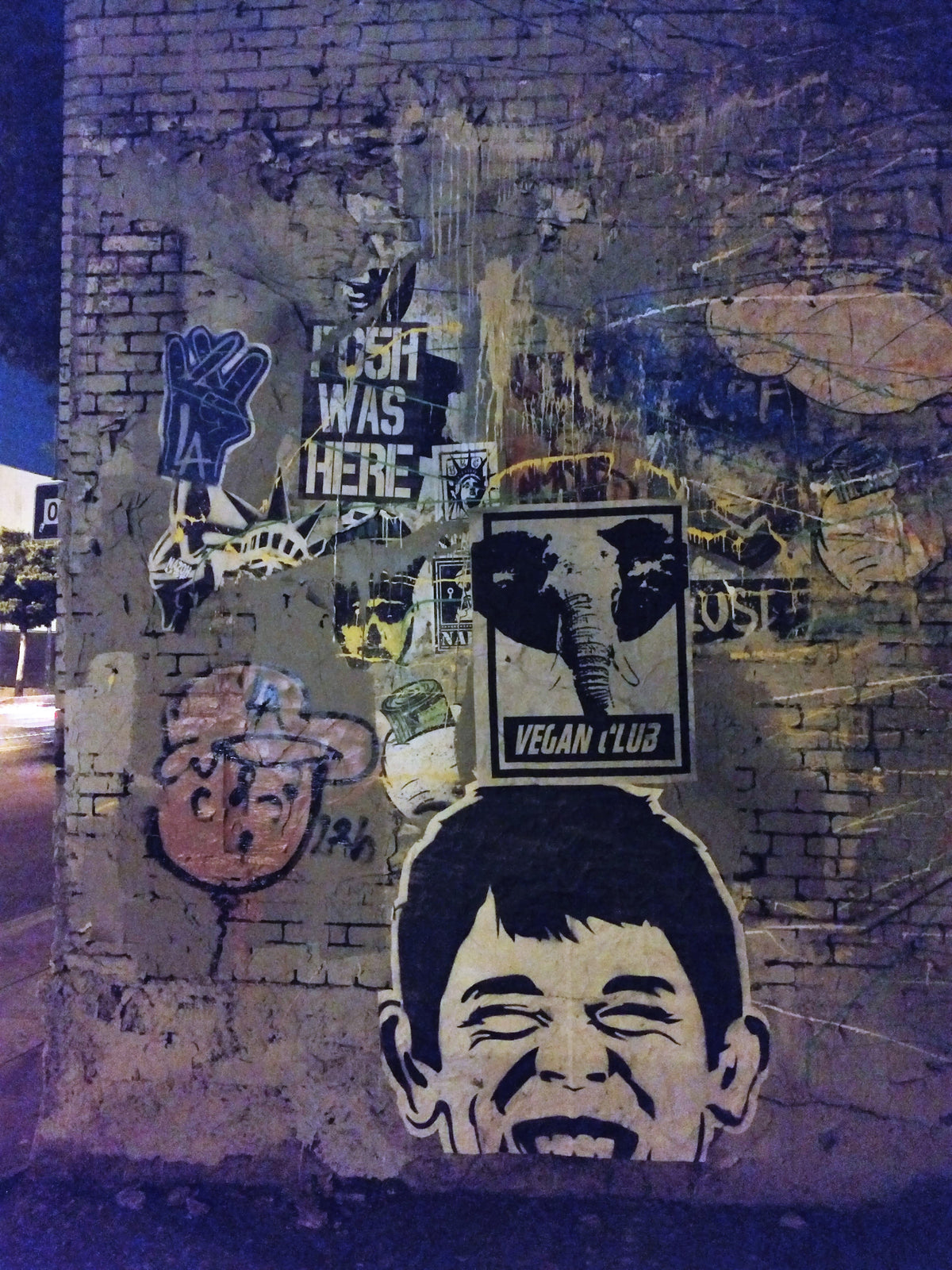 Street Art NewsPrint Poster Vegan Club featuring an Elephant signed L3F0u