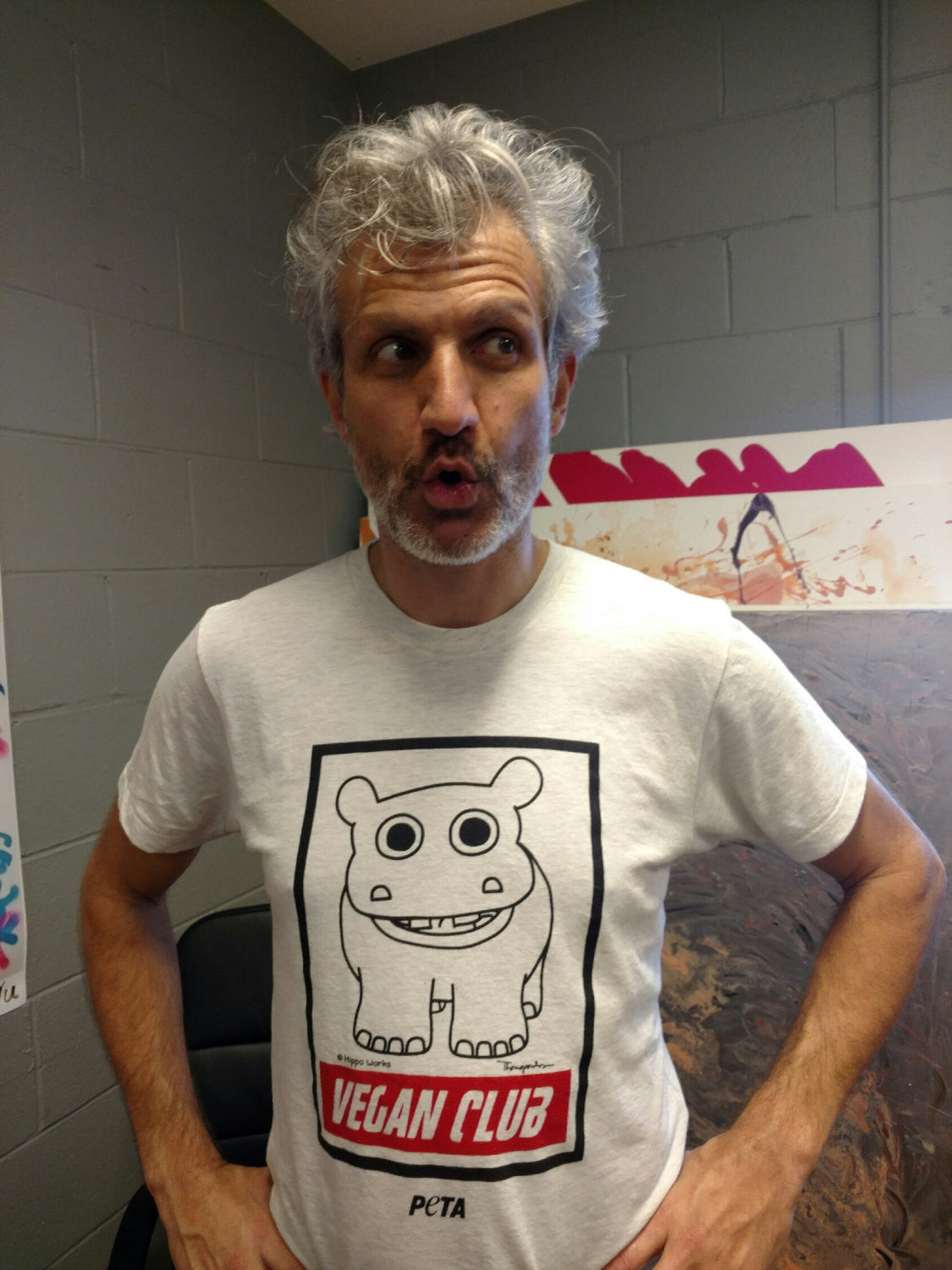 Organic Made in USA T-shirt "Vegan Club" featuring Hippo