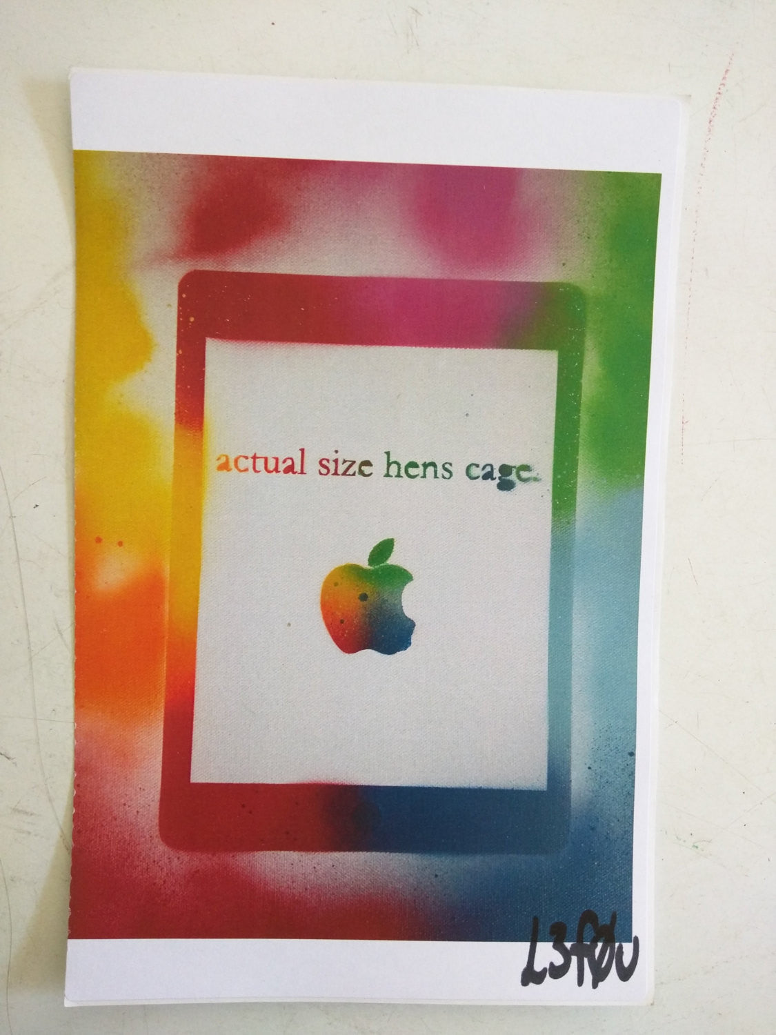 2 Vegan iPad Actual Size Hens Cage Stickers Autographed l3f0u 5.5" x 8.5"