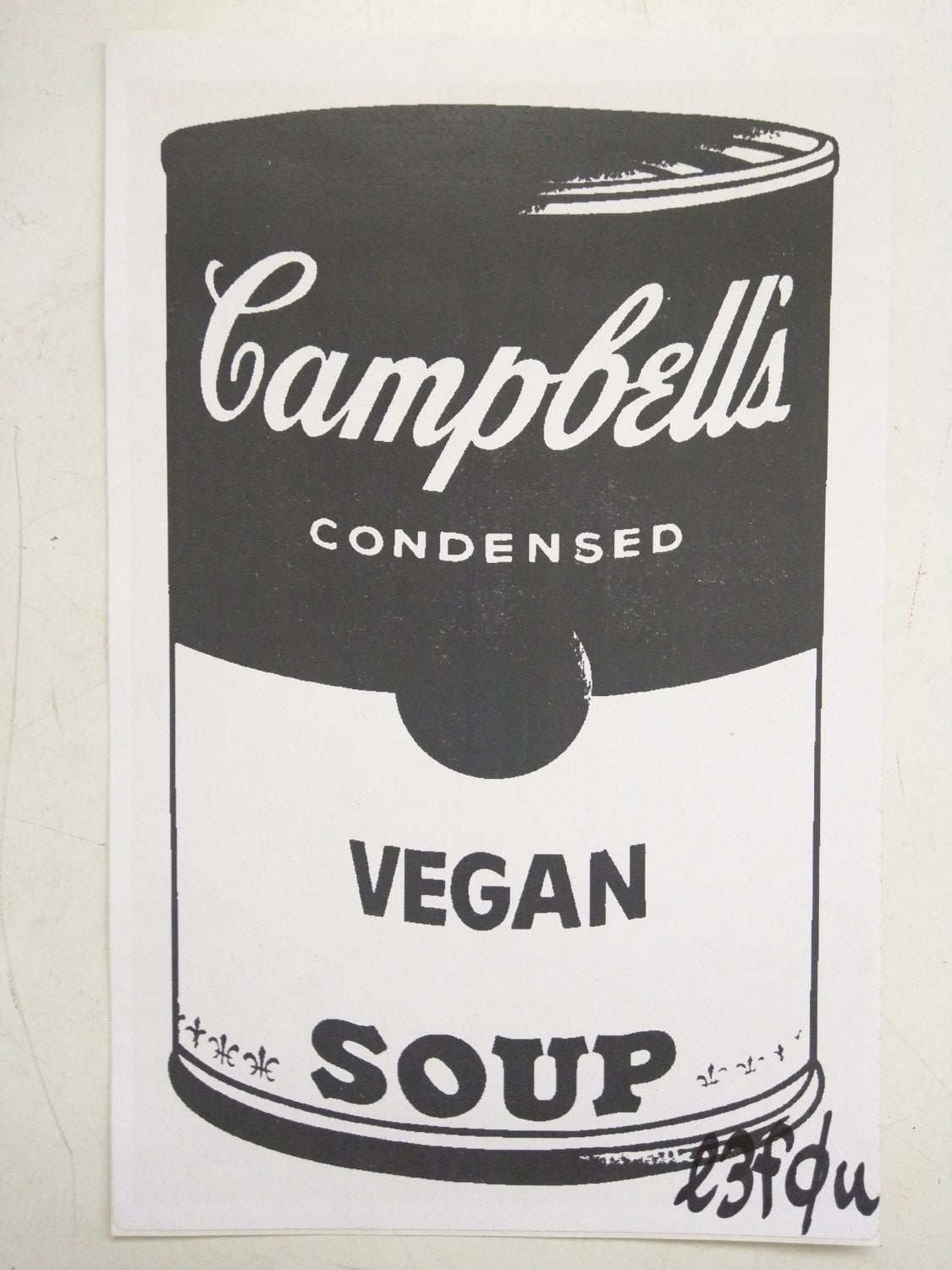 2 Stickers Vegan Soup Grey Warhol Pop Art Autographed l3f0u 5.5" x 8.5"