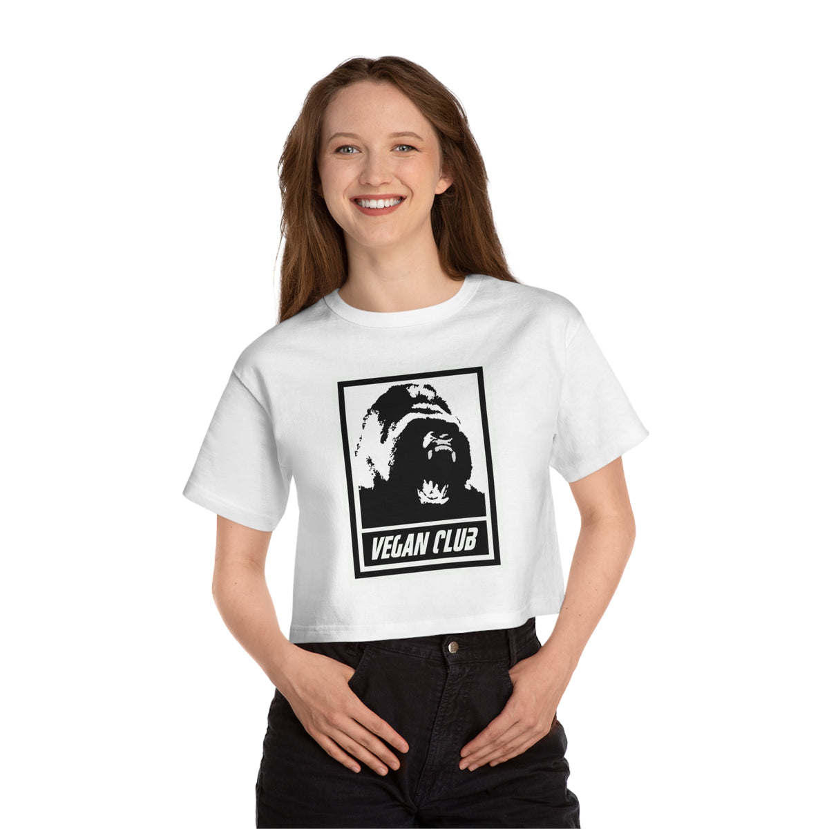 Cropped T-Shirt - Vegan Club Gorilla Design for Women