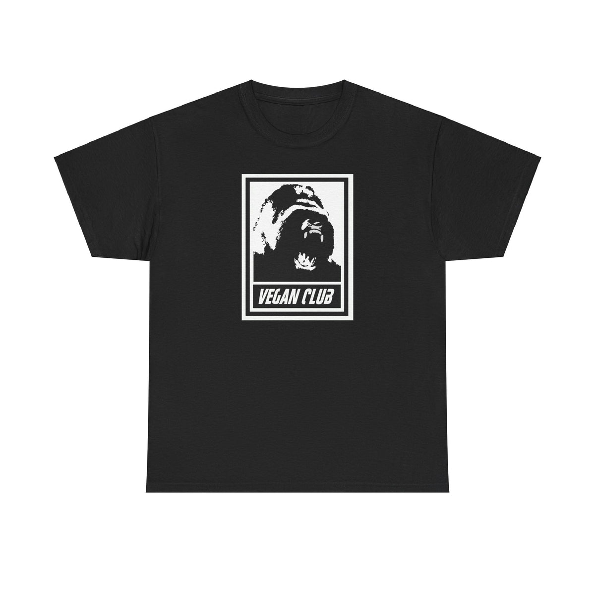 Vegan Club T-shirt Featuring a Gorilla - Unisex Heavy Cotton Tee