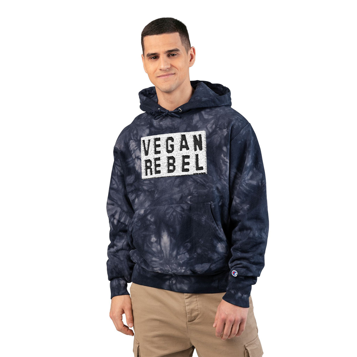 Vegan Rebel Hoodie – Embroidered Tie-Dye Sweatshirt