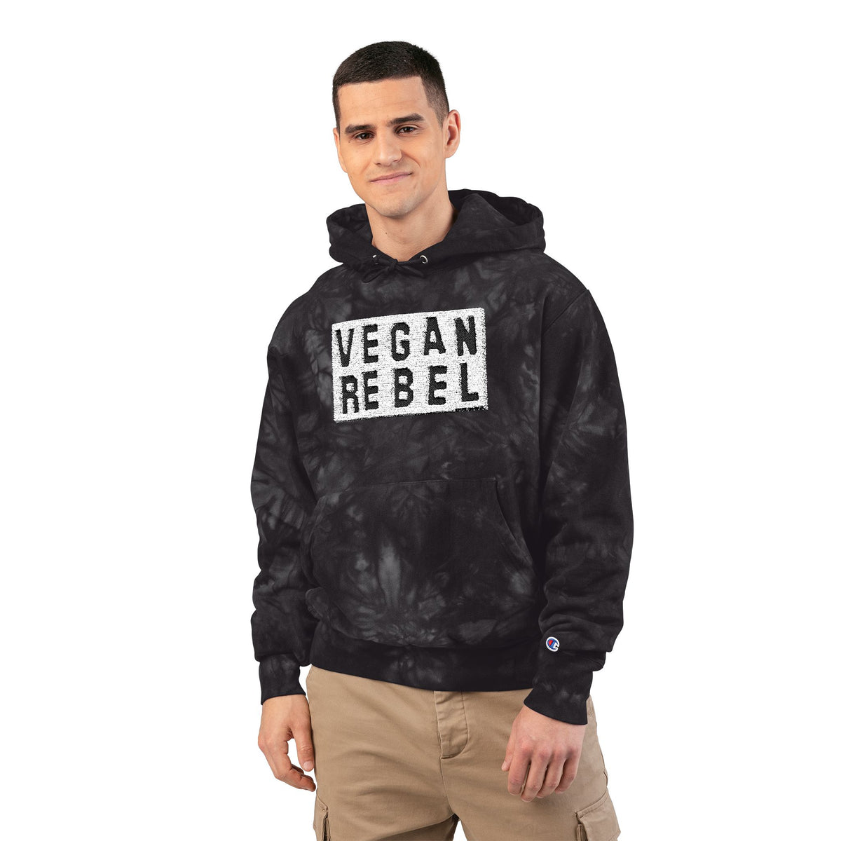 Vegan Rebel Hoodie – Embroidered Tie-Dye Sweatshirt