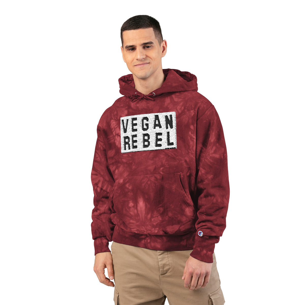 Vegan Rebel Hoodie – Embroidered Tie-Dye Sweatshirt