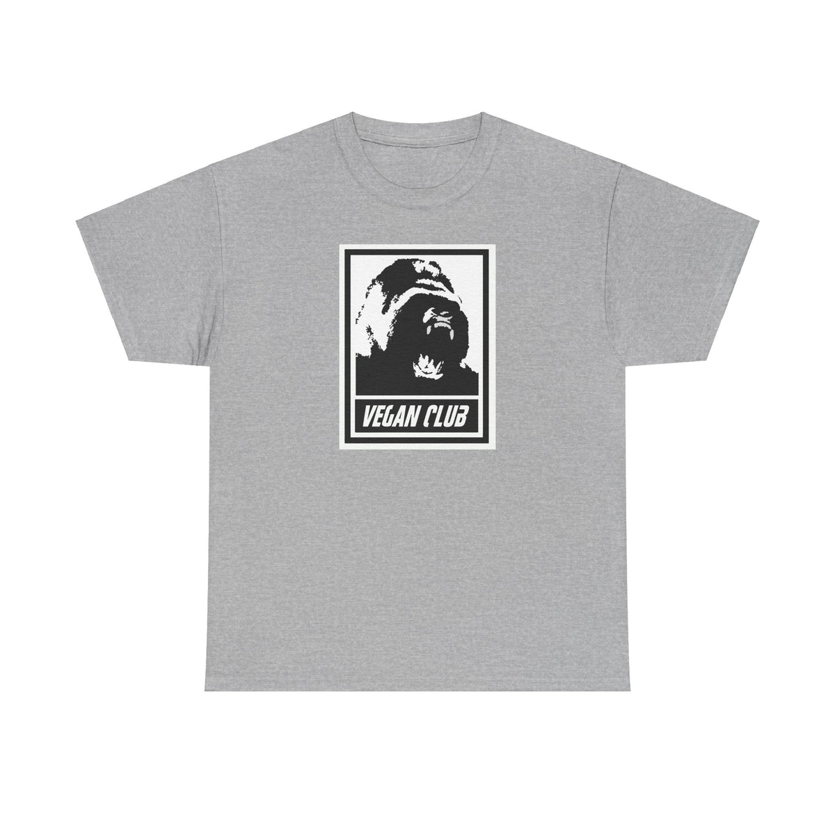 Vegan Club T-shirt Featuring a Gorilla - Unisex Heavy Cotton Tee