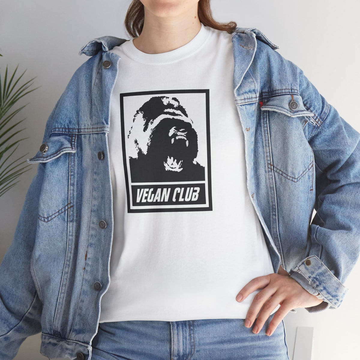 Vegan Club T-shirt Featuring a Gorilla - Unisex Heavy Cotton Tee