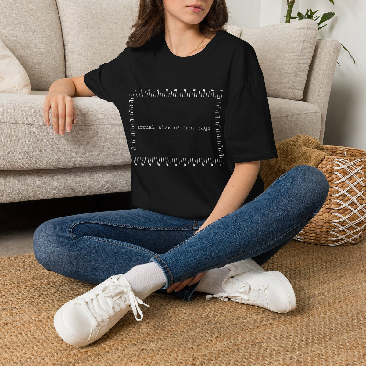 Hen Cage Size T‑Shirt — "Actual Size of Hen Cage" Measurement Graphic Tee
