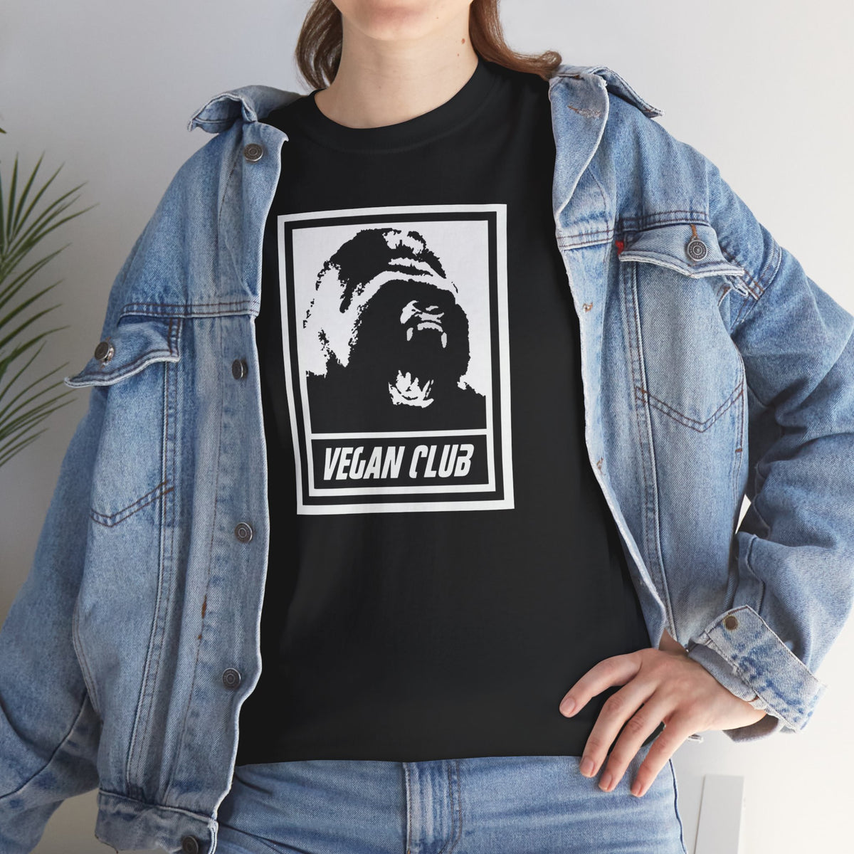 Vegan Club T-shirt Featuring a Gorilla - Unisex Heavy Cotton Tee