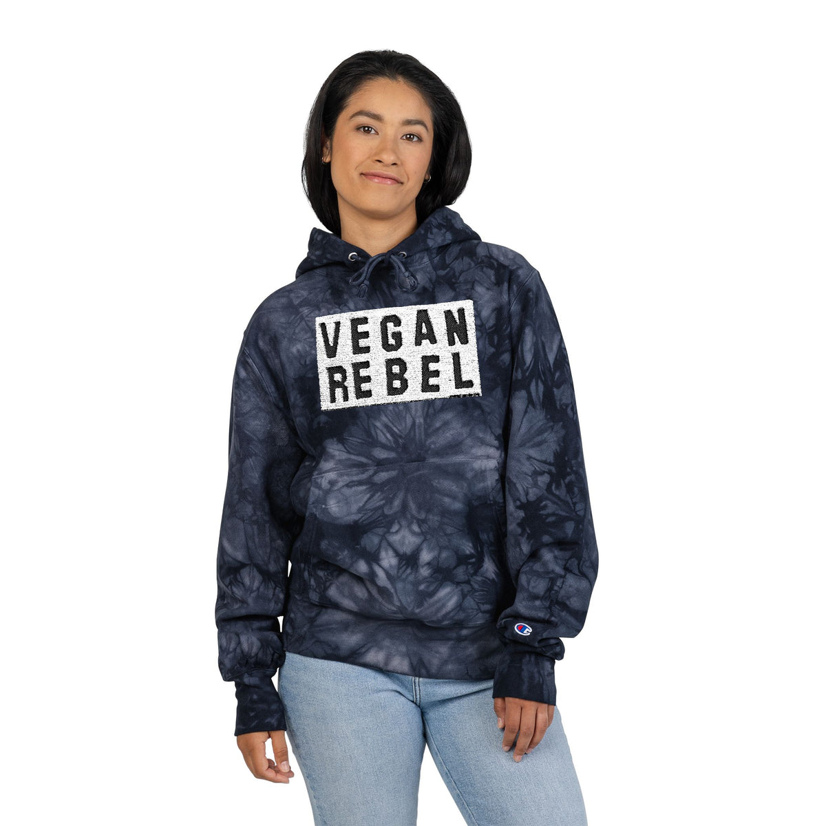 Vegan Rebel Hoodie – Embroidered Tie-Dye Sweatshirt