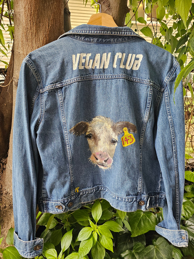 SOLD - Brandi Jae Collab Jean Jacket feat a Baby Cow