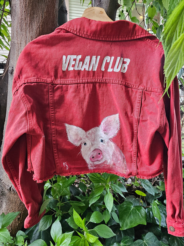 SOLD - Brandi Jae Collab Jean Jacket feat a Piglet