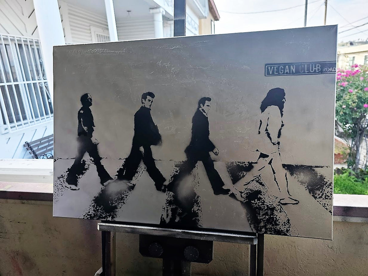 36x24 Original Artwork Moby, Morrissey, Joaquin Phoenix, John Lennon crossing a la Beatles