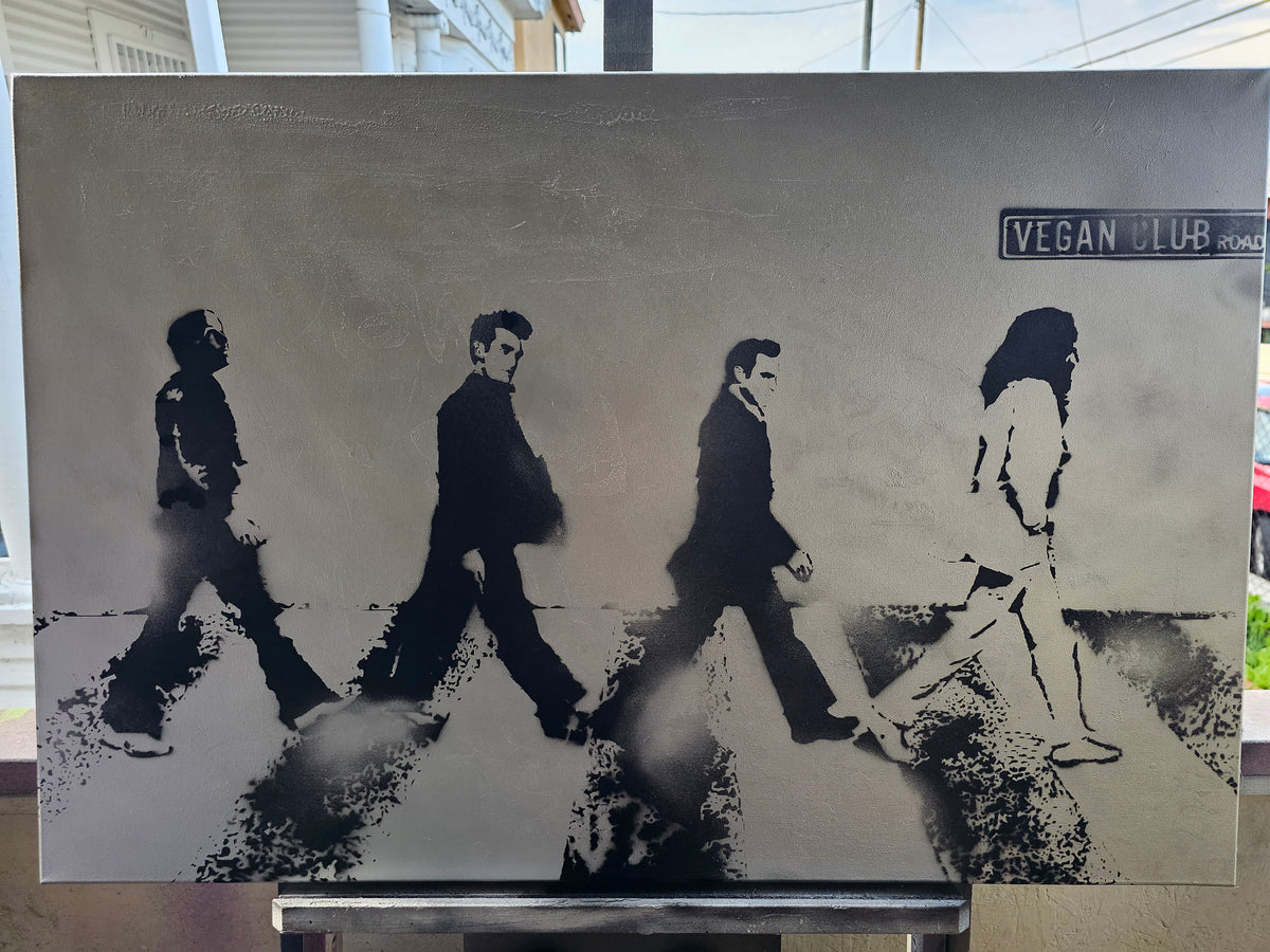 36x24 Original Artwork Vegan Club Road crossing John Lennon, Moby, Morrissey, Joaquin Phoenix