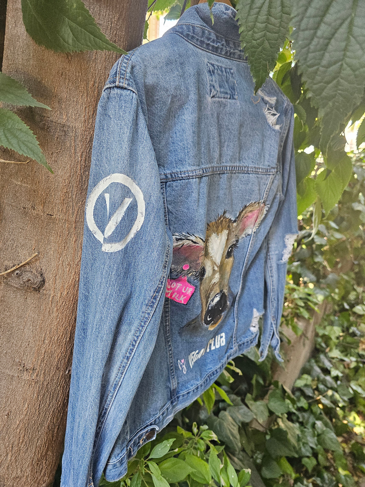 SOLD - Brandi Jae Collab Jean Jacket feat a Baby Cow with Tag