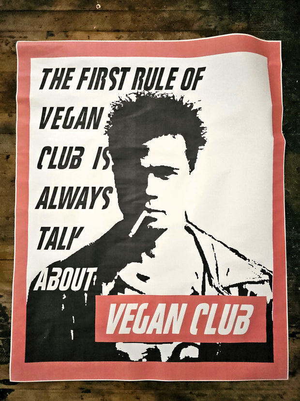 NewsPrint Poster Vegan Club 1st rule of Vegan Club feat. Brad Pitt - orig. photo by @matthew_welch
