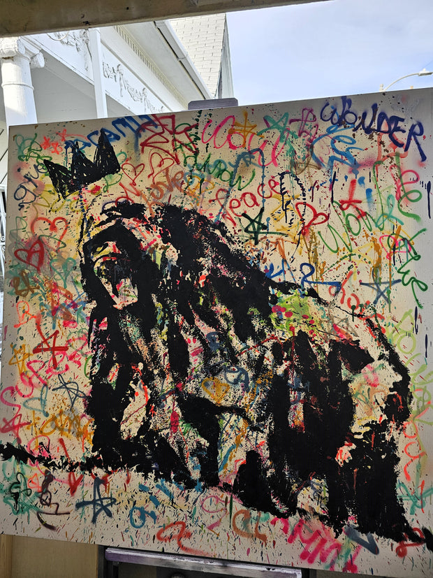 48x48 Original Artwork of Vegan Gorilla King Kong with crown a la Basquiat