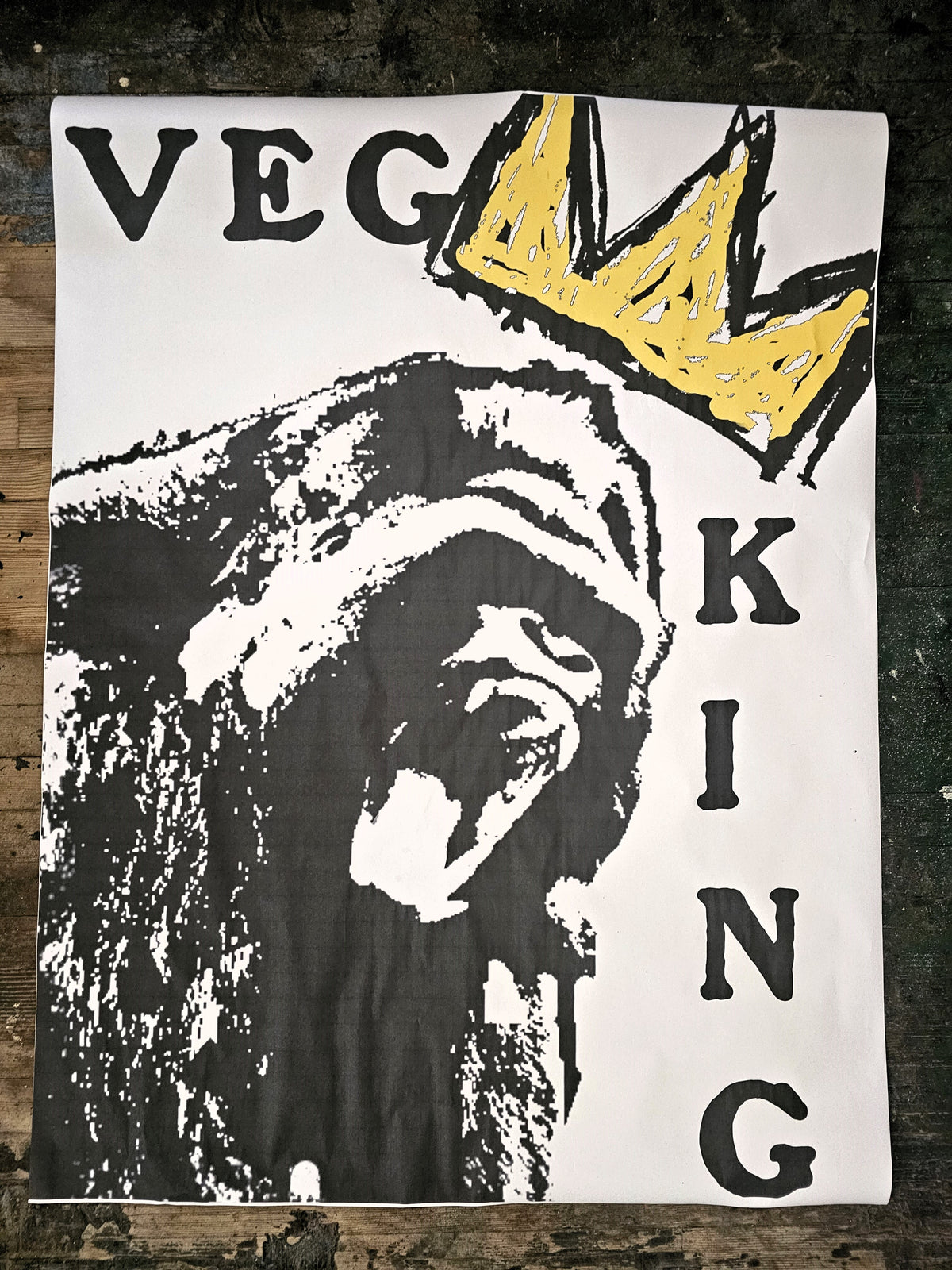 NewsPrint Poster Gorilla Vegan King Crown a la Basquiat