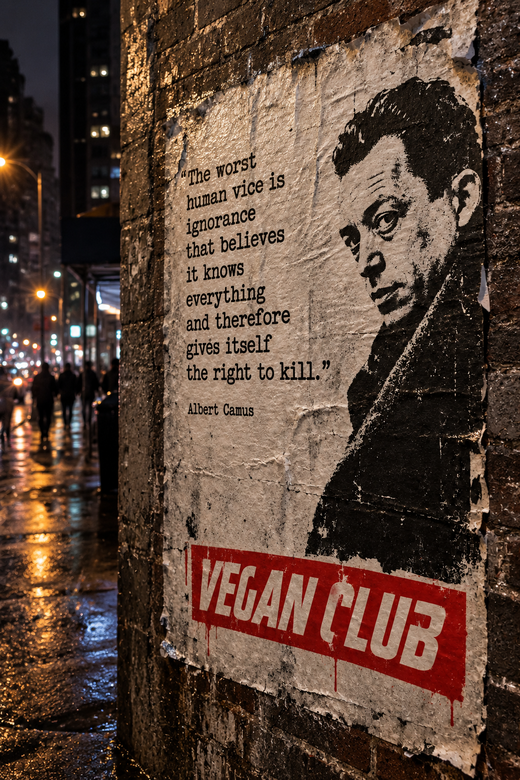 Vegan Club Poster - Albert Camus / Ignorance that kills