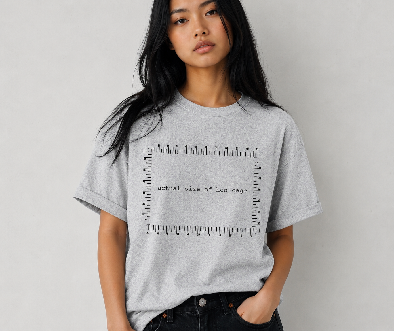 Actual Size of Hen Cage T-shirt