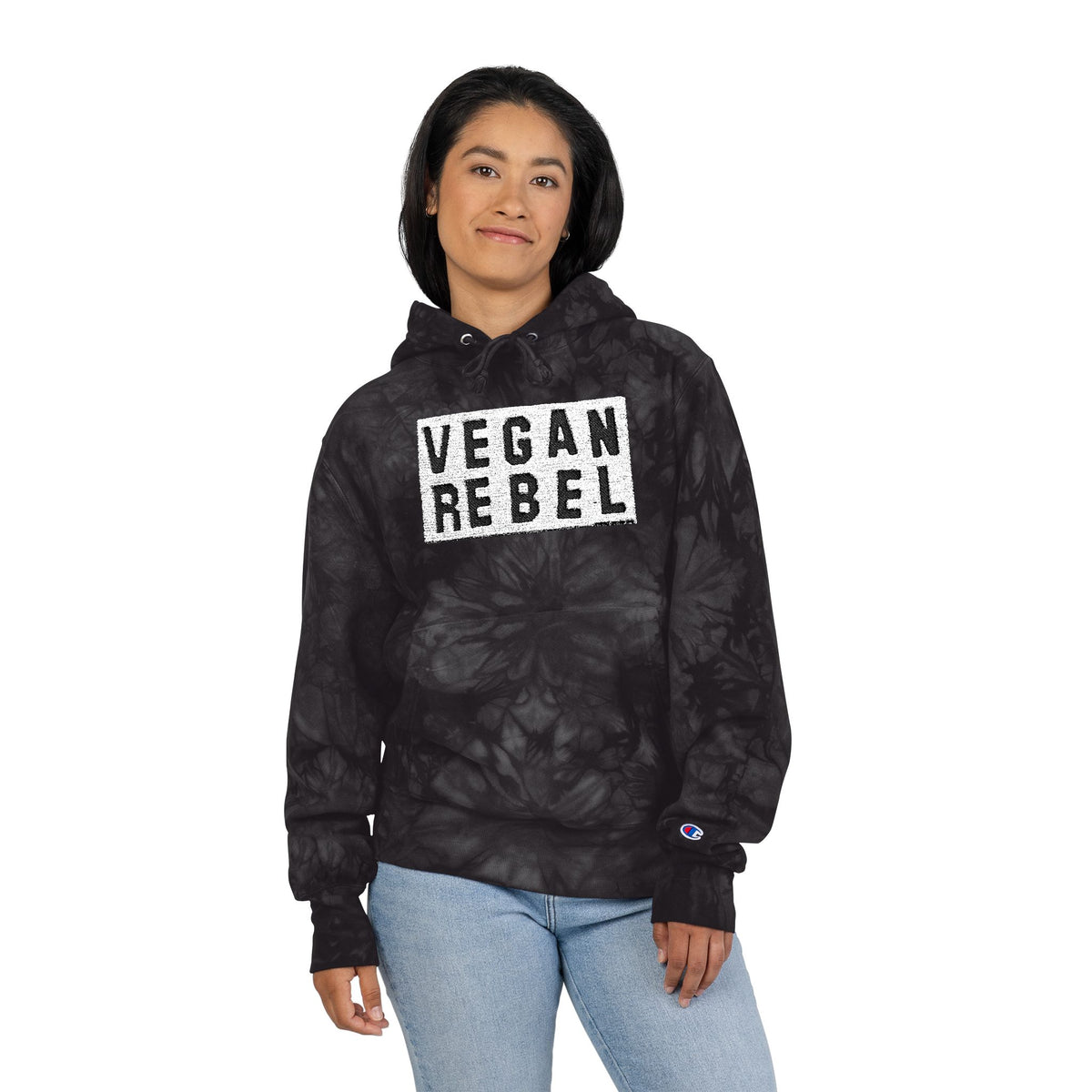 Vegan Rebel Hoodie – Embroidered Tie-Dye Sweatshirt