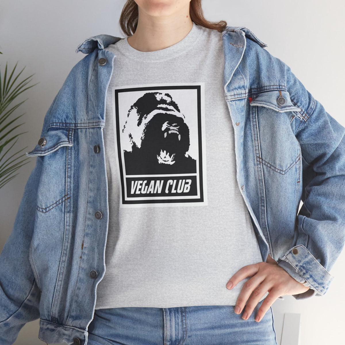 Vegan Club T-shirt Featuring a Gorilla - Unisex Heavy Cotton Tee