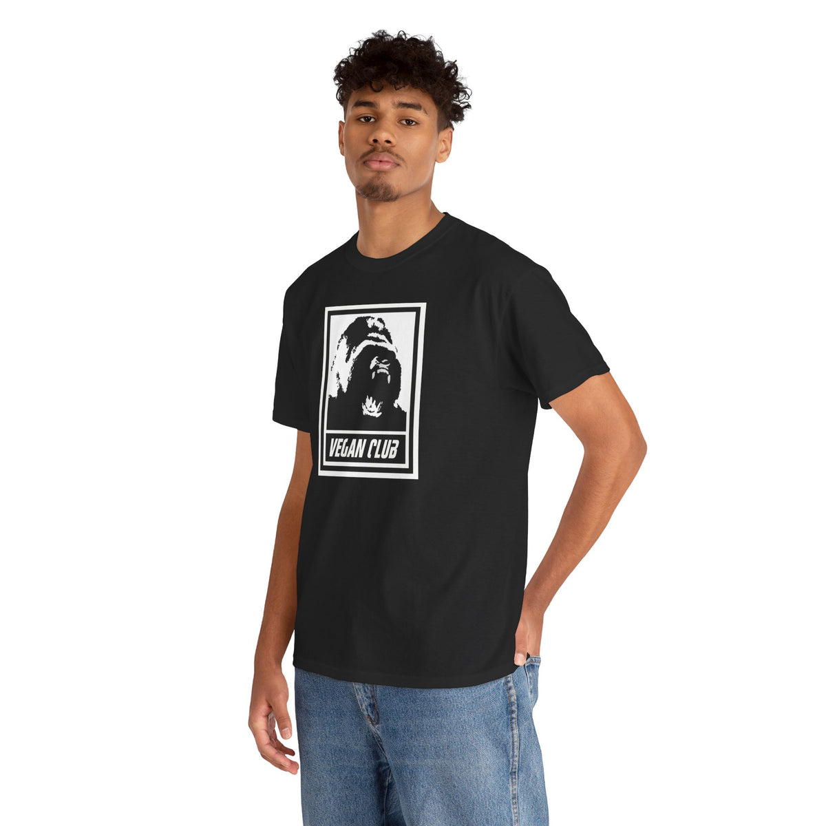 Vegan Club T-shirt Featuring a Gorilla - Unisex Heavy Cotton Tee