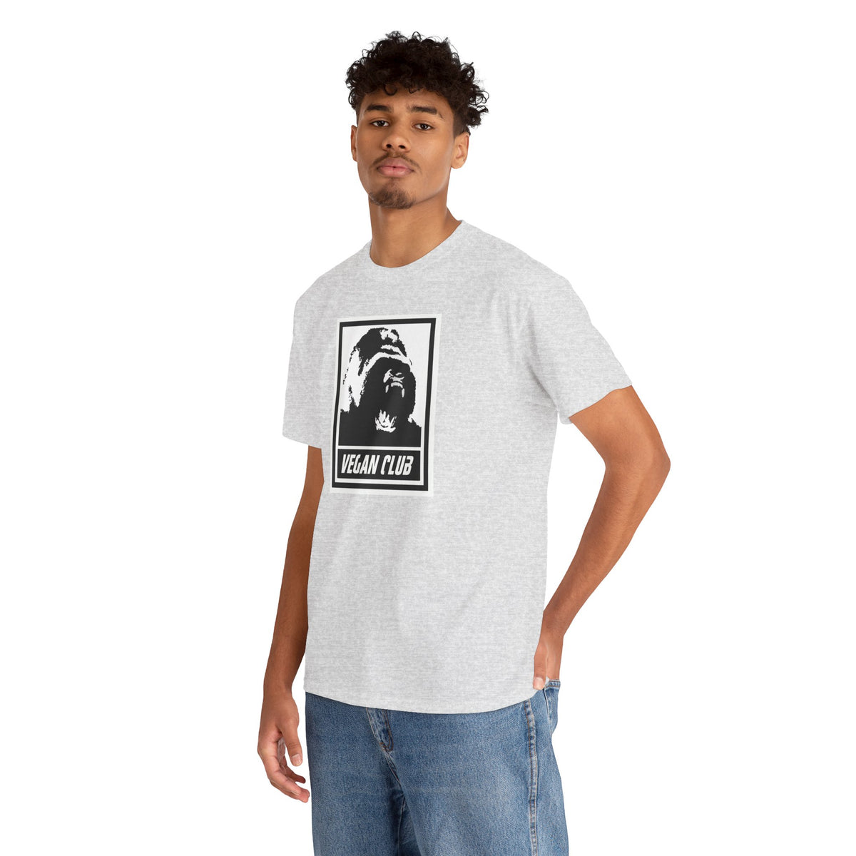 Vegan Club T-shirt Featuring a Gorilla - Unisex Heavy Cotton Tee