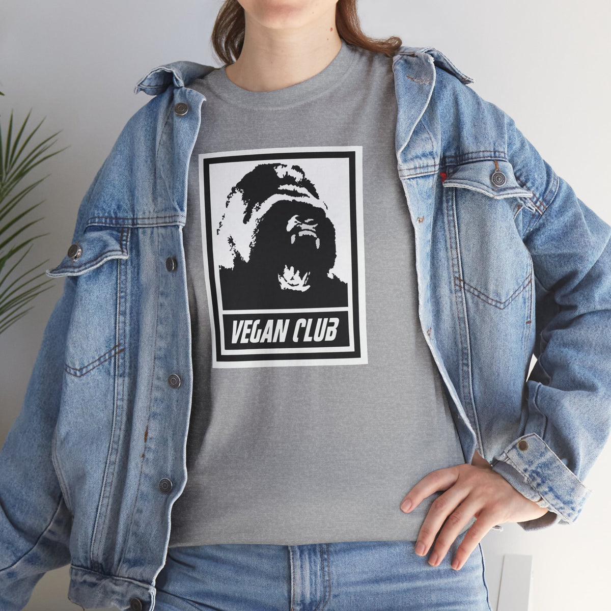 Vegan Club T-shirt Featuring a Gorilla - Unisex Heavy Cotton Tee