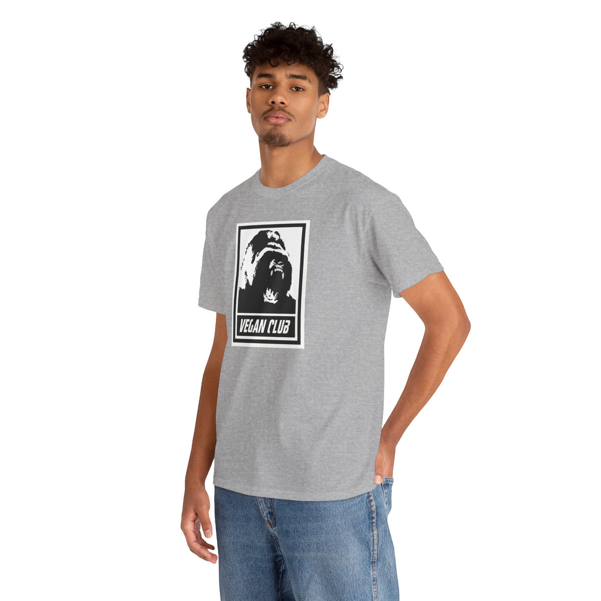 Vegan Club T-shirt Featuring a Gorilla - Unisex Heavy Cotton Tee