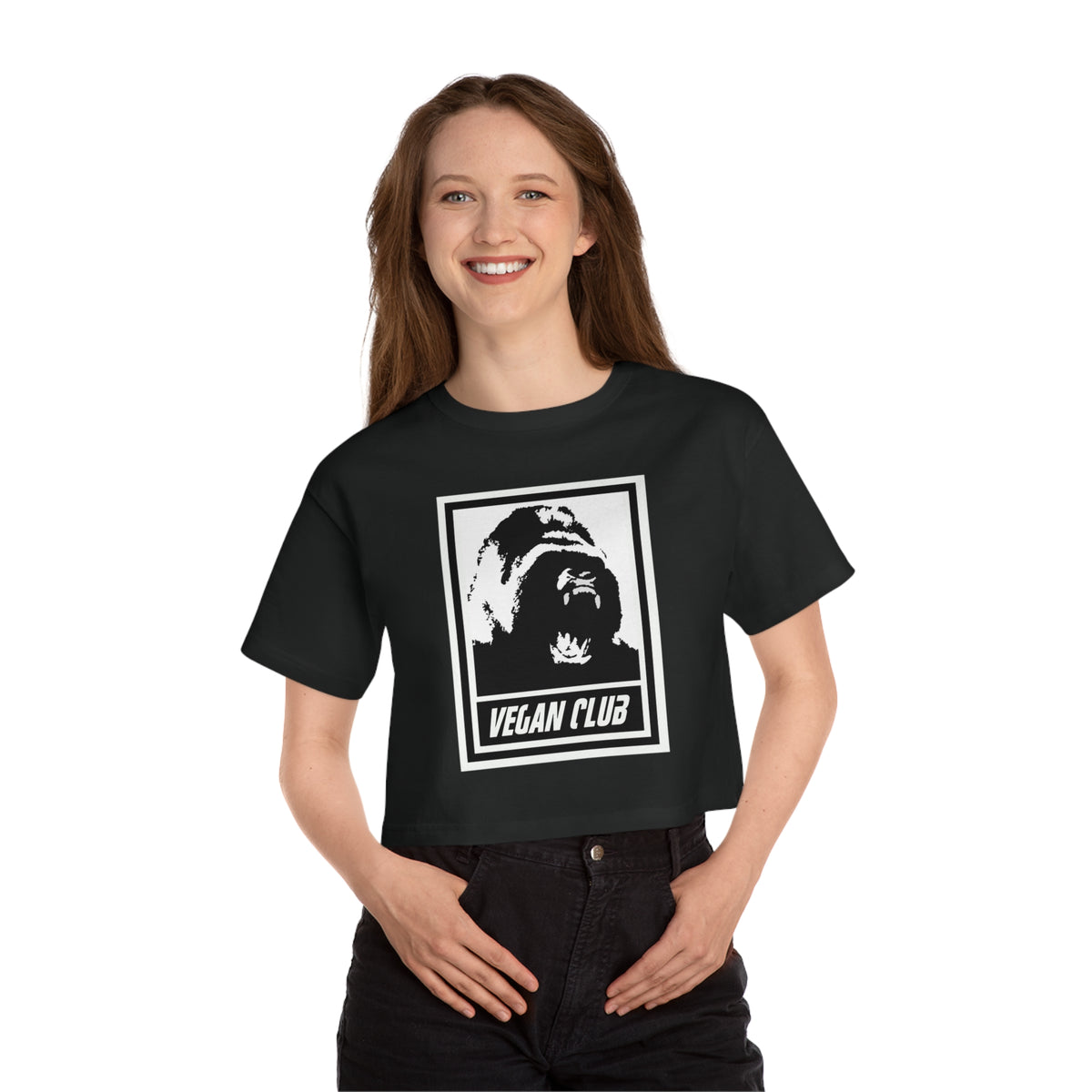 Cropped T-Shirt - Vegan Club Gorilla Design for Women