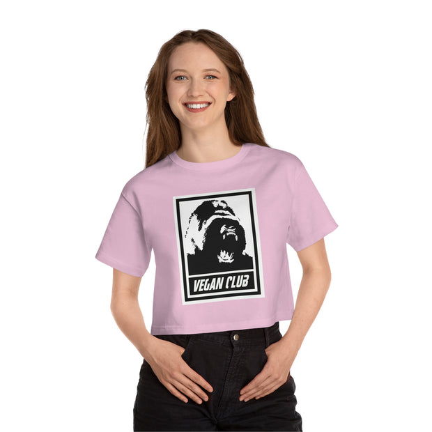 Cropped T-Shirt - Vegan Club Gorilla Design for Women