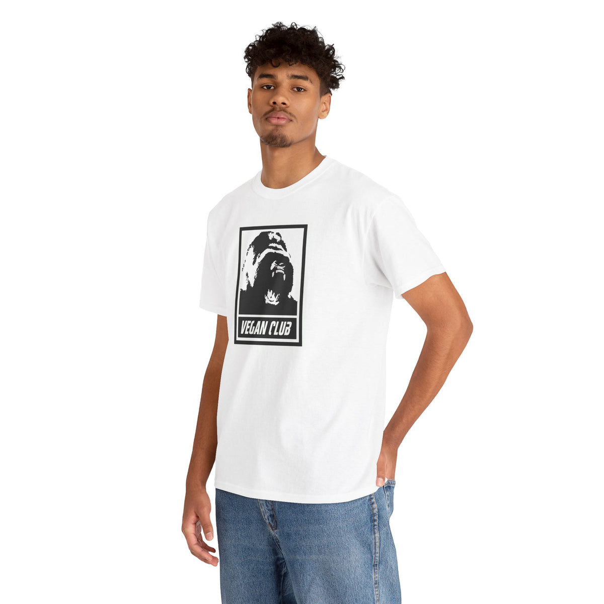 Vegan Club T-shirt Featuring a Gorilla - Unisex Heavy Cotton Tee