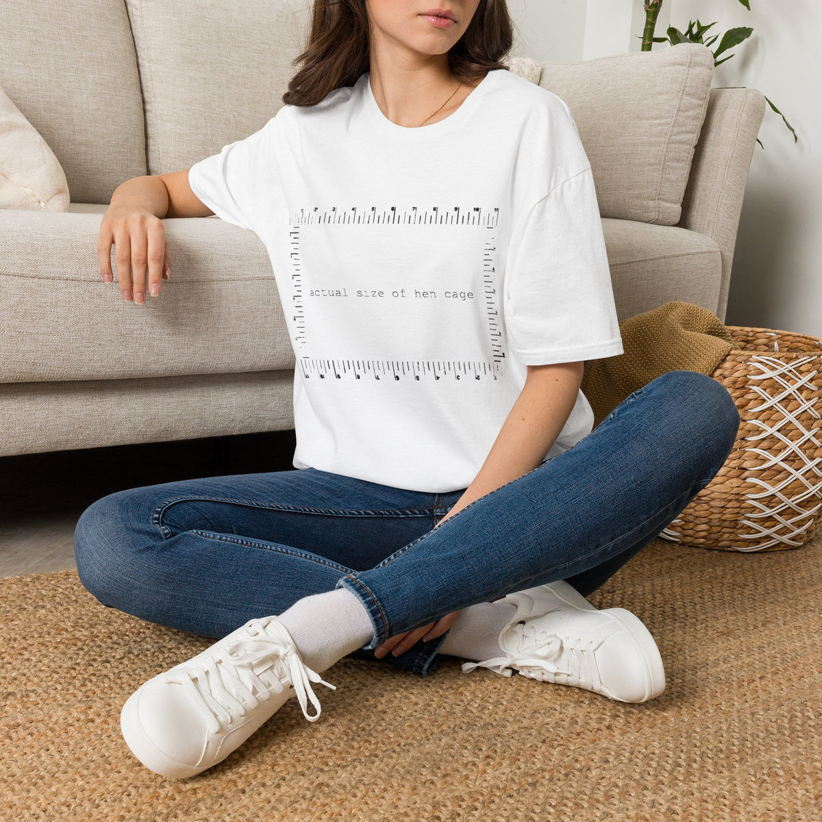 Actual Size of Hen Cage T-shirt