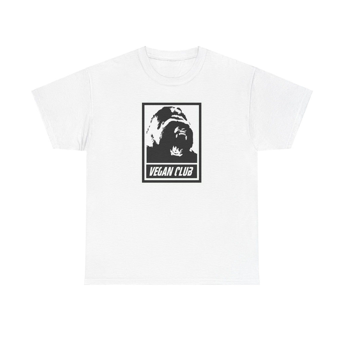 Vegan Club T-shirt Featuring a Gorilla - Unisex Heavy Cotton Tee