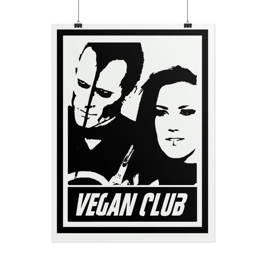 Vegan Club poster of Alissa White-Gluz and Doyle Wolfgang, black and white street-art portrait