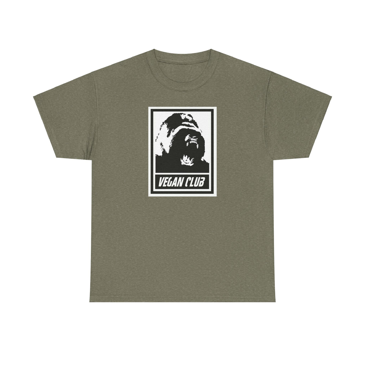 Vegan Club T-shirt Featuring a Gorilla - Unisex Heavy Cotton Tee