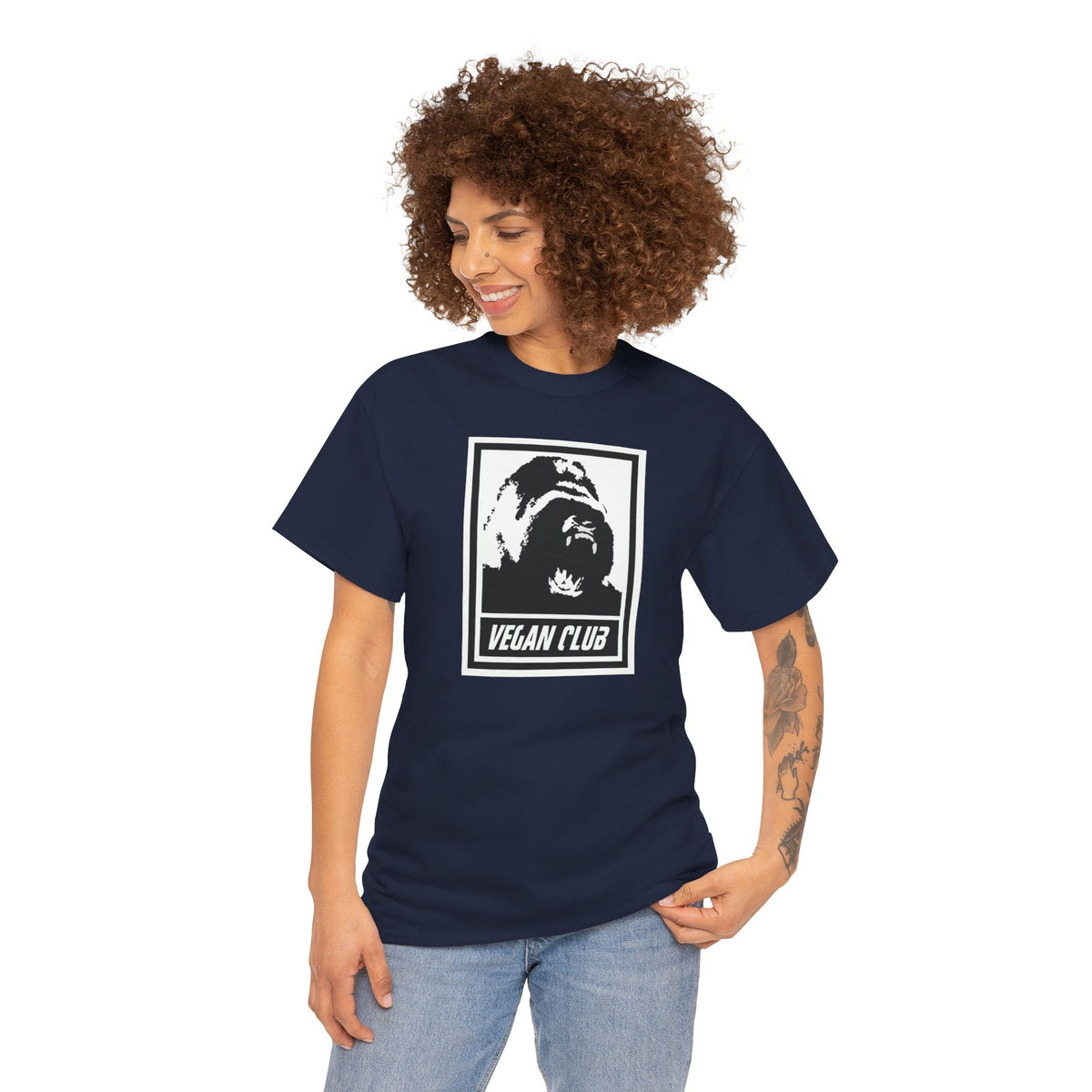 Vegan Club T-shirt Featuring a Gorilla - Unisex Heavy Cotton Tee