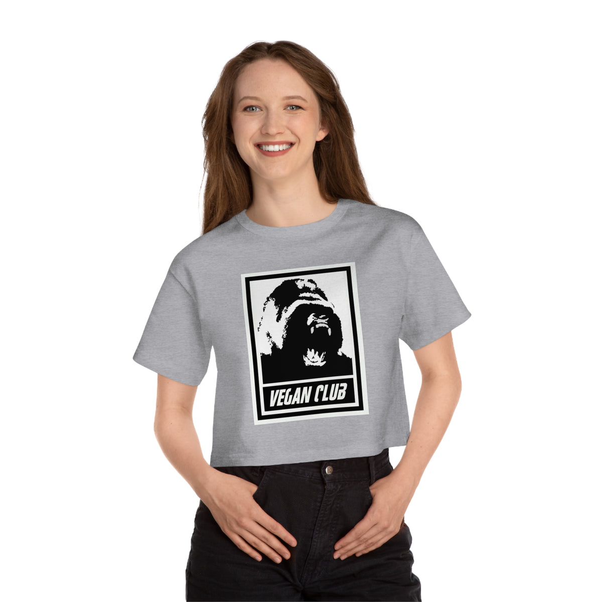 Cropped T-Shirt - Vegan Club Gorilla Design for Women