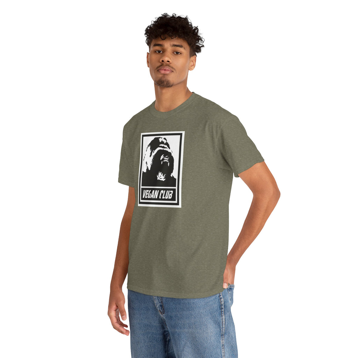 Vegan Club T-shirt Featuring a Gorilla - Unisex Heavy Cotton Tee