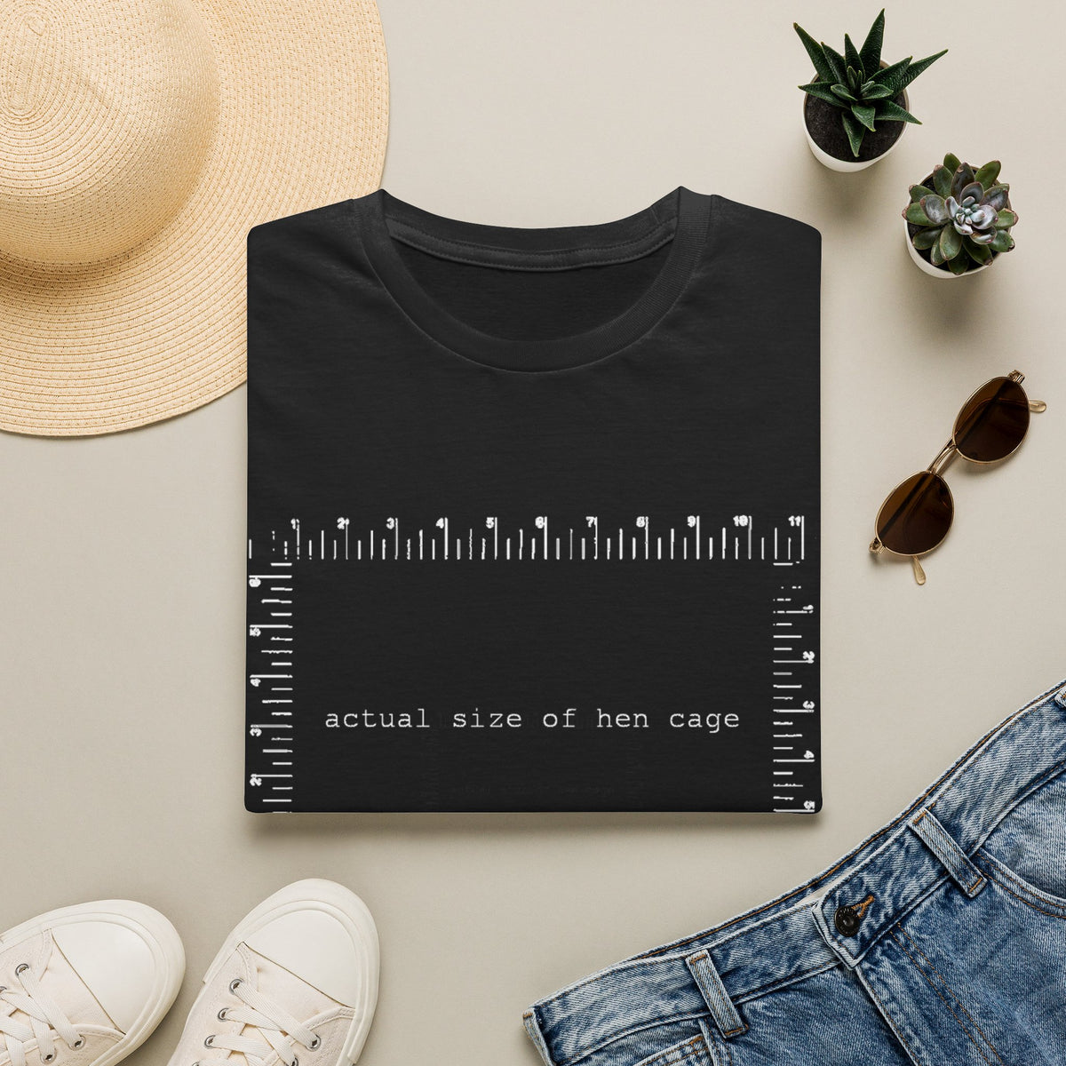 Hen Cage Size T‑Shirt — "Actual Size of Hen Cage" Measurement Graphic Tee