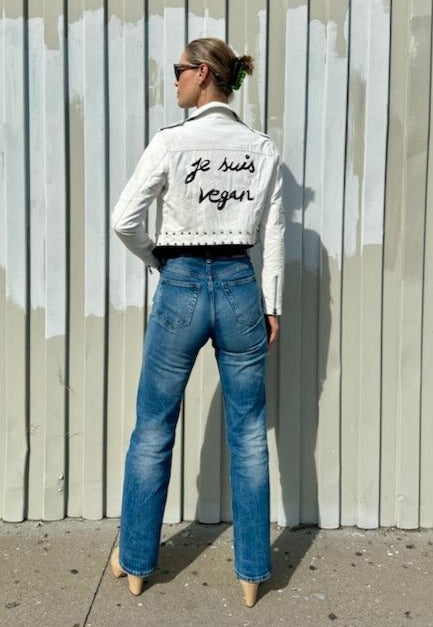 Vegan Rebel White Faux Leather Jacket