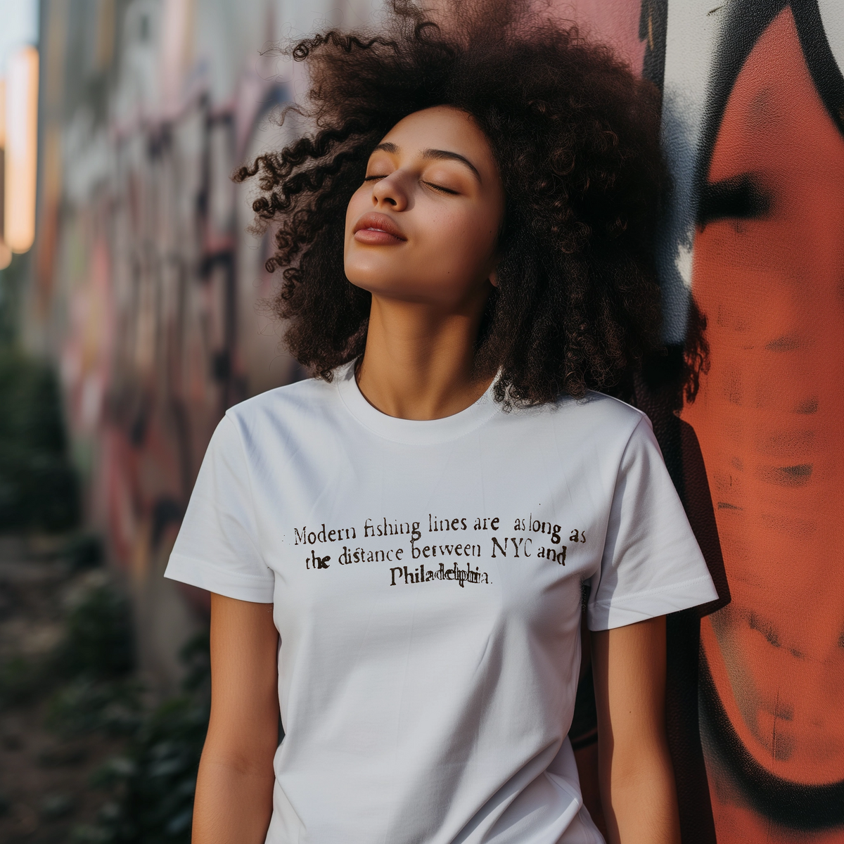 "Modern fishing lines are as long as the distance between NYC and Philadelphia", T-shirt with quote by Le Fou