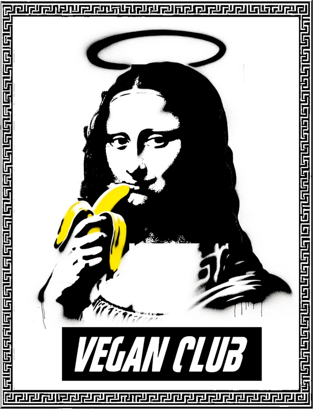Vegan Club Mona Lisa holding a banana Signed Ltd. Print