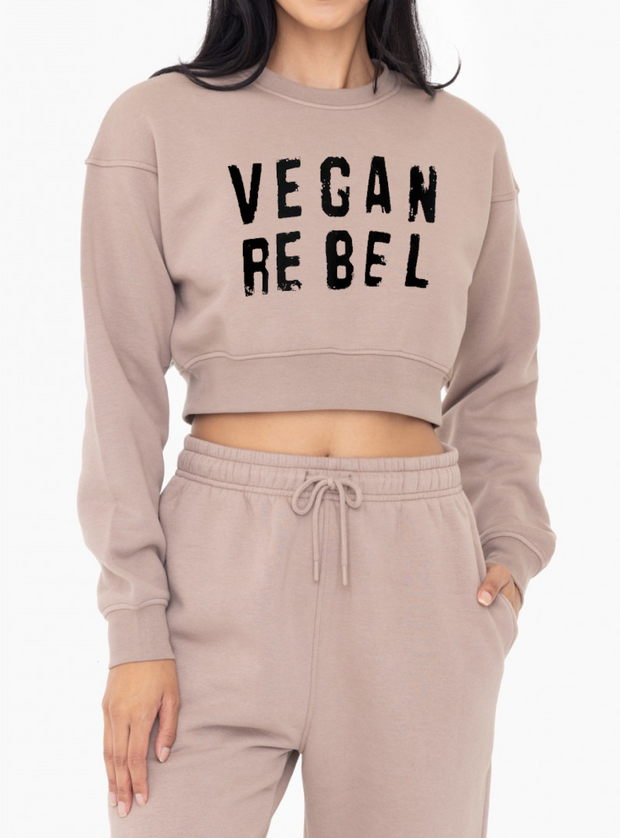 Cropped Fleece Sweatshirt Toast Vegan Club