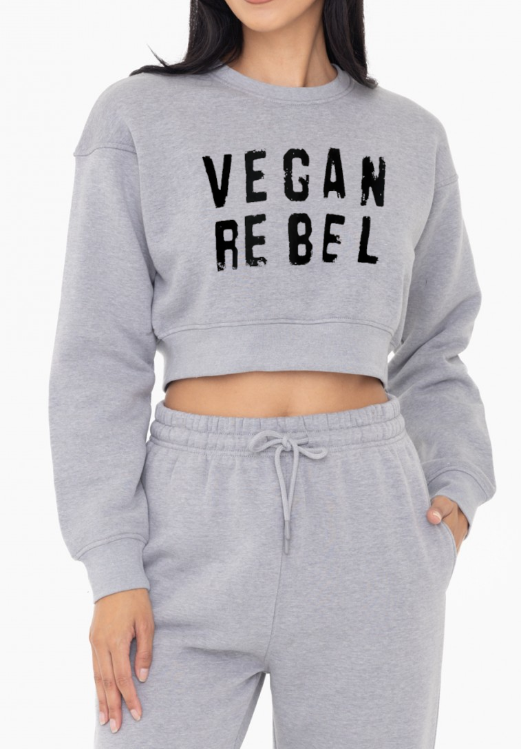 Cropped Fleece Sweatshirt Heather Gray Vegan Club