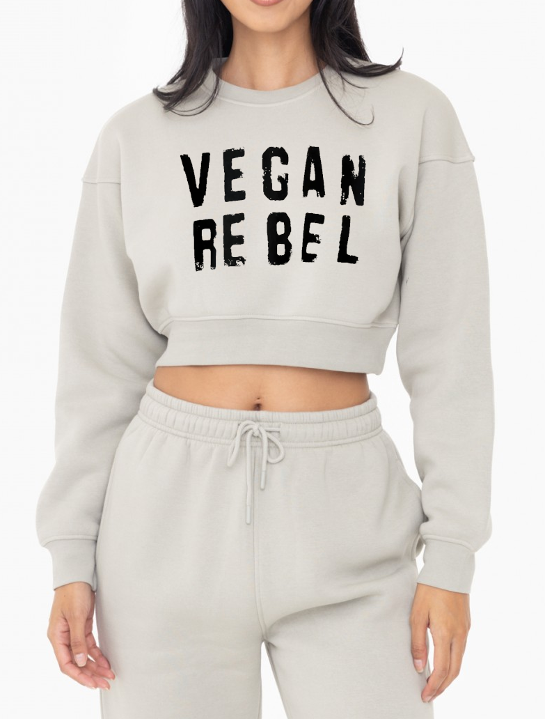 Cropped Fleece Sweatshirt Marsh Vegan Club