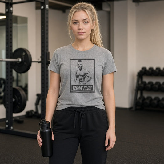 Vegan Club Warriors feat Torre Washington tee in athletic heather gray.