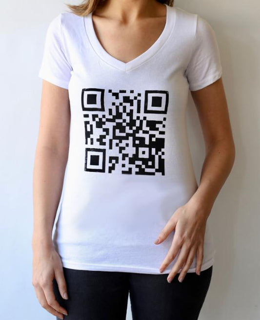 QR Code Women's V-Neck T-shirt | Vegan Streetwear