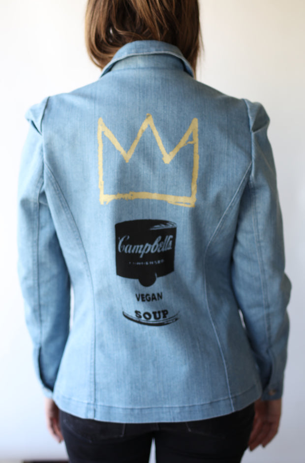 Haute Couture One of a Kind Up-cycled New Jacket a la Basquiat & Warhol Collab & Design by Jarod-Pi